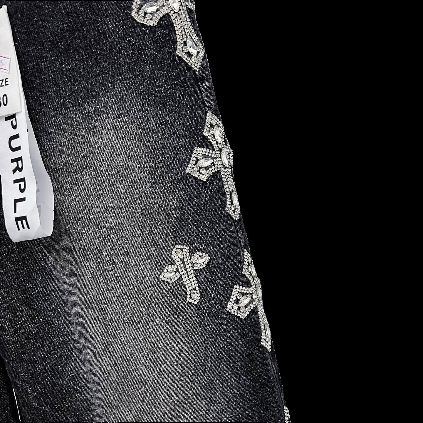 Rhinestone Cross Purple Jeans