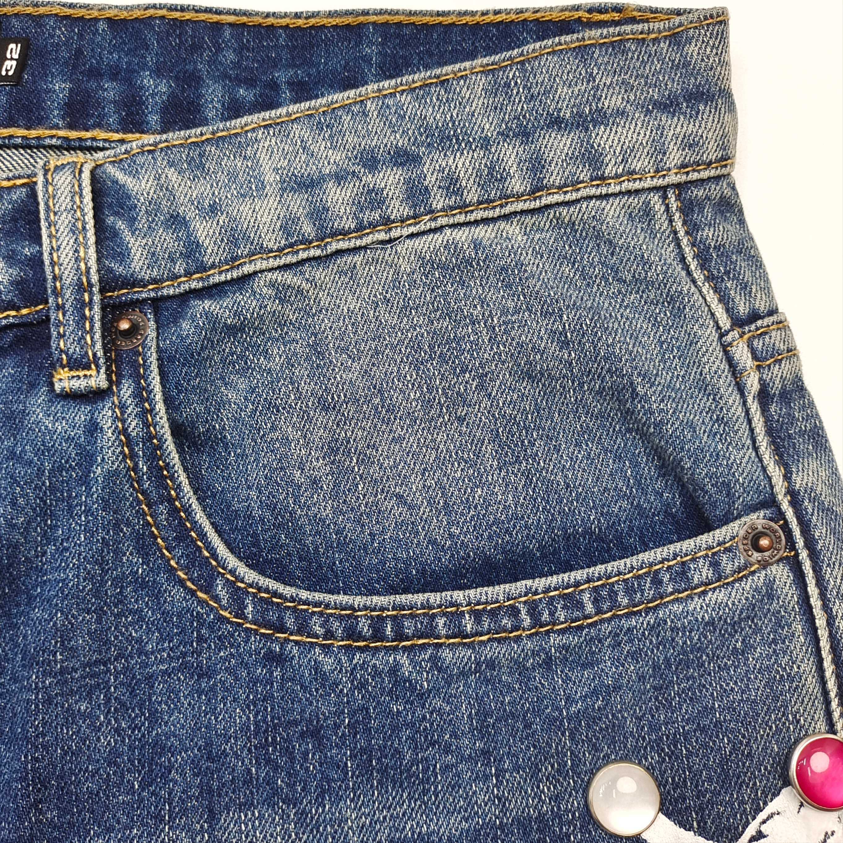 Sp5der Web Stone Denim jorts