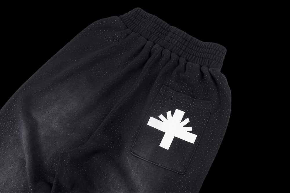 Vertabrae Crystal Black Sweatpants with White Logo