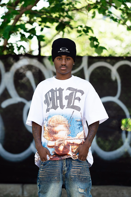 Mixed Emotion White Angel Rhinestone Tee