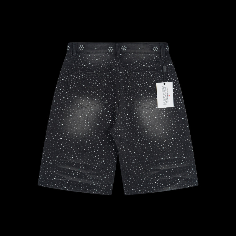 Vale Valley Dreams Black Iced Out Jean Shorts Jorts