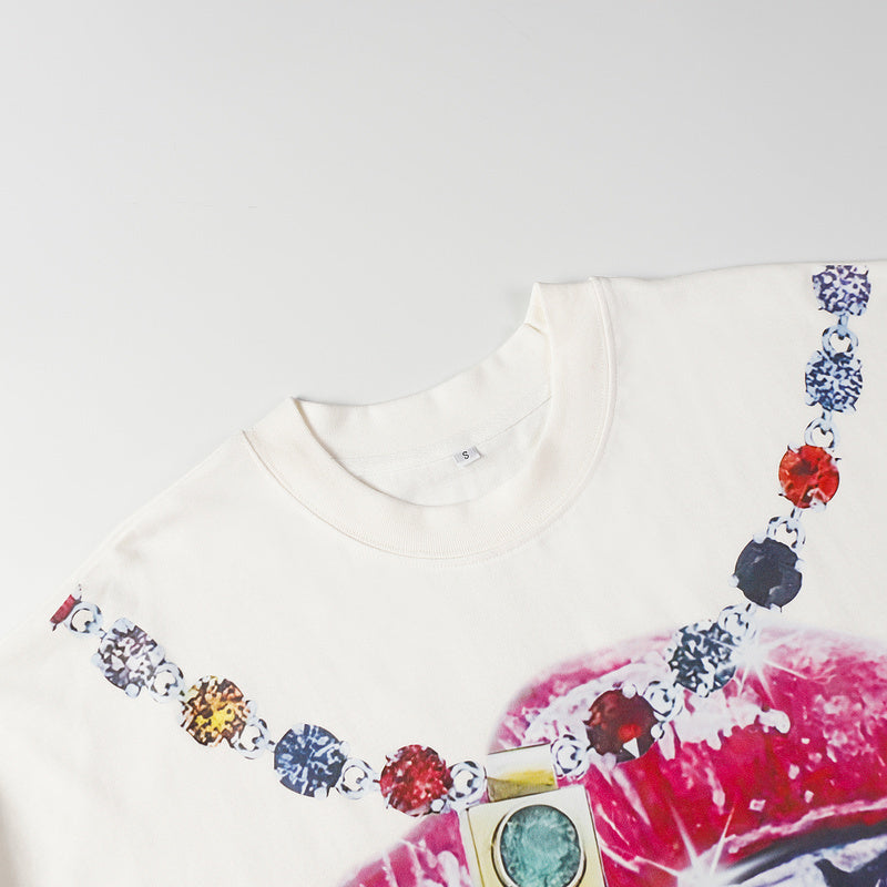 Billionaire Studios Glamorous Faith Lips Cross Graphic Crop Tee