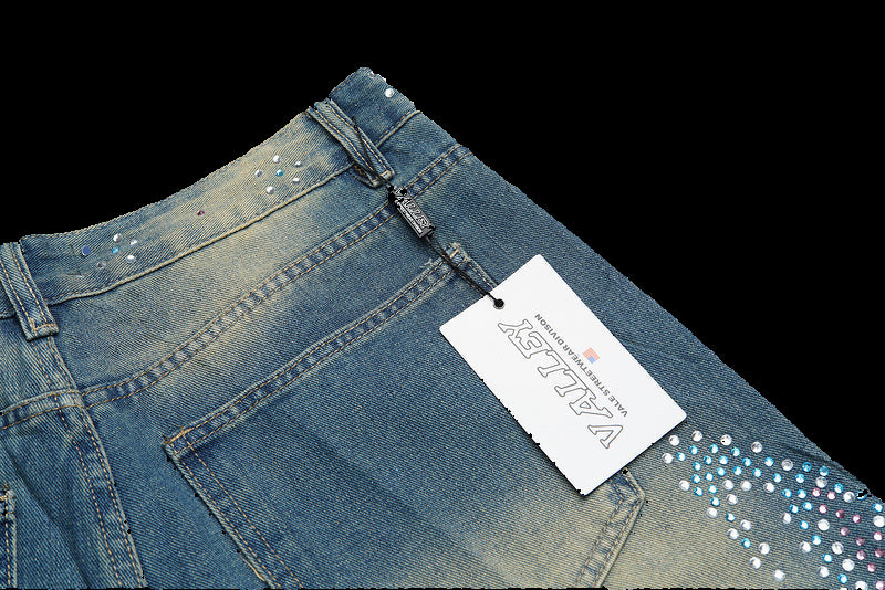 Vale Valley Dreams Blue Tsunami Faded Denim Baggy Jeans