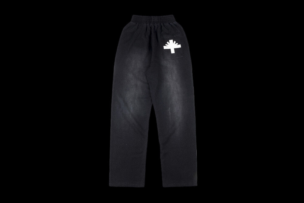 Vertabrae Crystal Black Sweatpants with White Logo