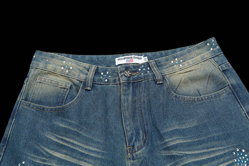 Vale Valley Dreams Blue Tsunami Faded Denim Baggy Jeans