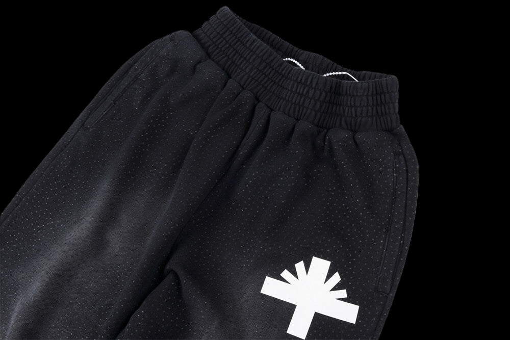 Vertabrae Crystal Black Sweatpants with White Logo