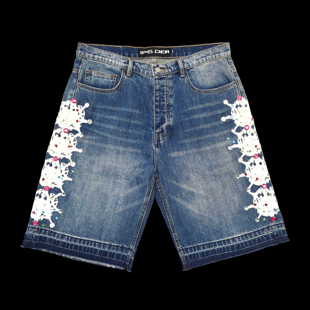 Sp5der Web Stone Denim jorts