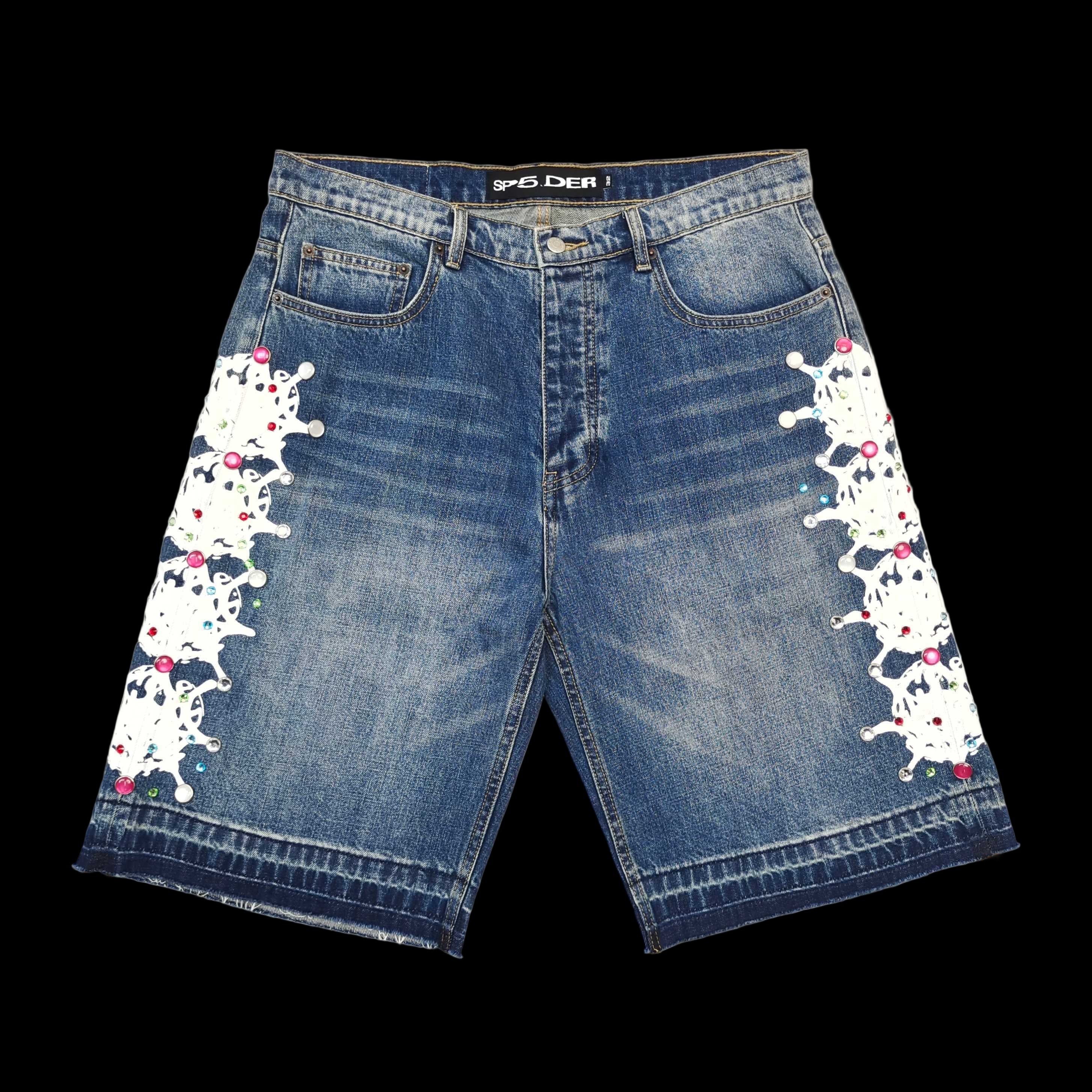 Sp5der Web Stone Denim jorts