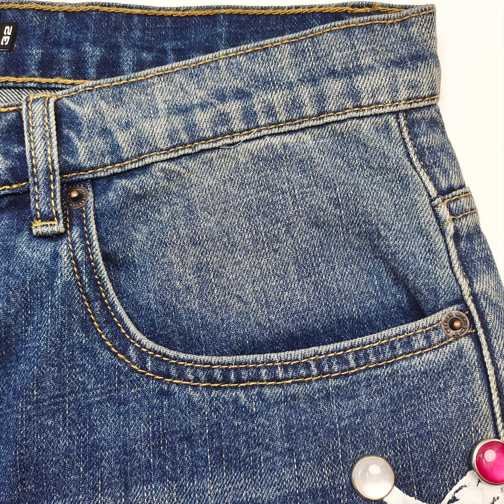 Sp5der Web Stone Denim jorts