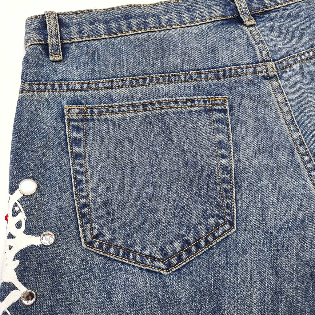 Sp5der Web Stone Denim jorts